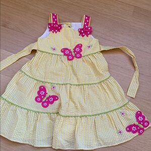 🦋EMILY ROSE Dress Yellow Gingham Pink Butterflies 4T